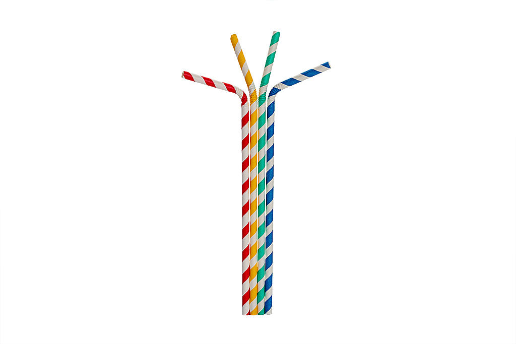 Trinkhalme, Strohhalme aus Papier, flexibel, bunt, 220 mm lang, ⌀5,8 mm